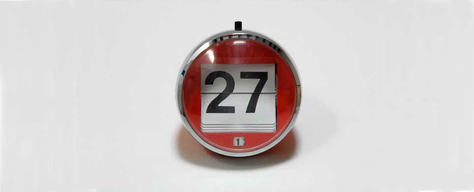 Photograph of a ball calendar displaying a date