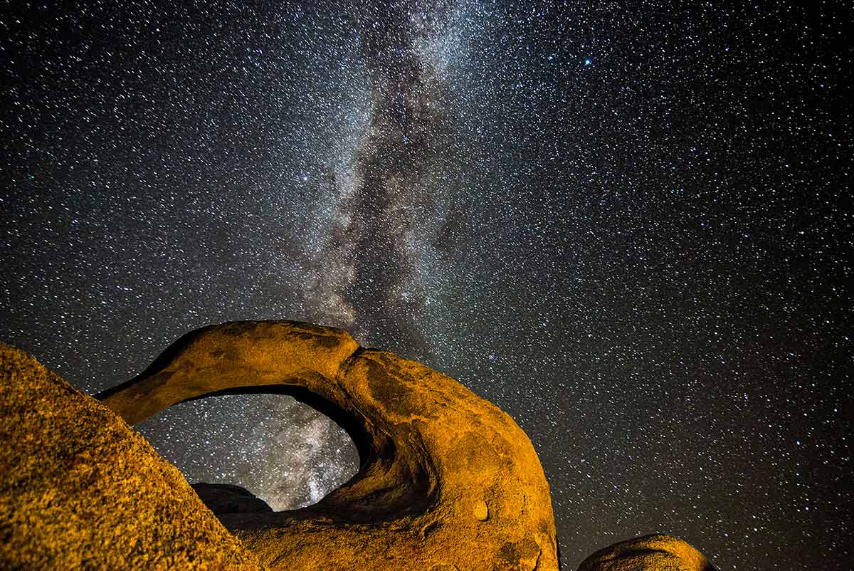 Photograph of the Milky Way above the Mobius Arch in the Alabama Hills