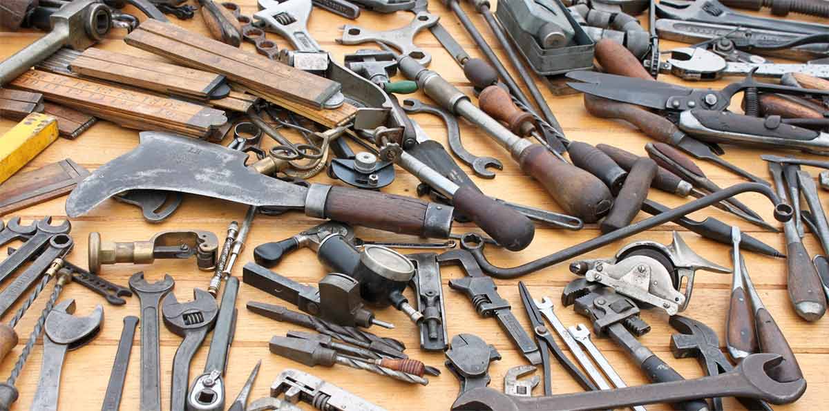 Photograph of tools on a bench
